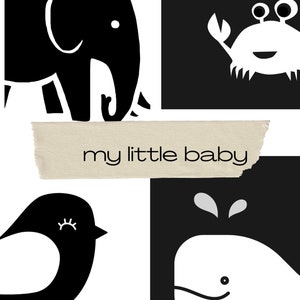 10 cartes flash montessori pour nouveau-né - 3 mois | pdf et png imprimables| Thème animalier