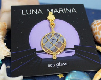 original | sea glass stained glass enamel pin | luna marina collection