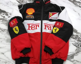 Chaqueta de carreras Ferrari de Fórmula 1 - Abrigo bordado vintage unisex streetwear / Chaqueta Ferrari F1, Ropa vintage Ferrari