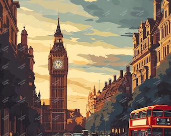 Big Ben-London, England-Graphic Poster