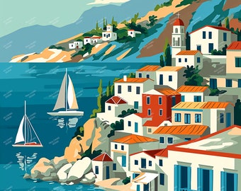 Coast of Greece-Graphic Poster