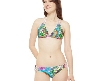 Set bikini con spalline con stampa magica (AOP)