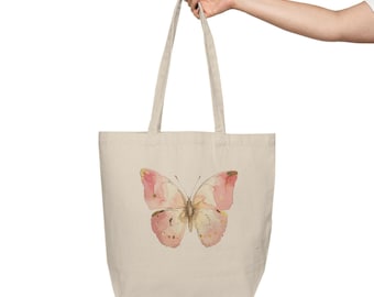 Butterfly Canvas Shopping Tote, Eco-Friendly Bag, Grocery Tote, Gift for Her, Butterfly Lover, Summer Beach Bag