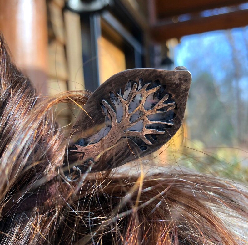 Tree Hair Stick with Dendritic Opal image 3