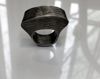 Statement ring, hollow form ring, box ring, sterling silver ring, sterling box ring, oxidized ring, one of a kind