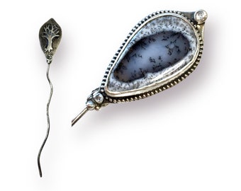 Tree Hair Stick with Dendritic Opal