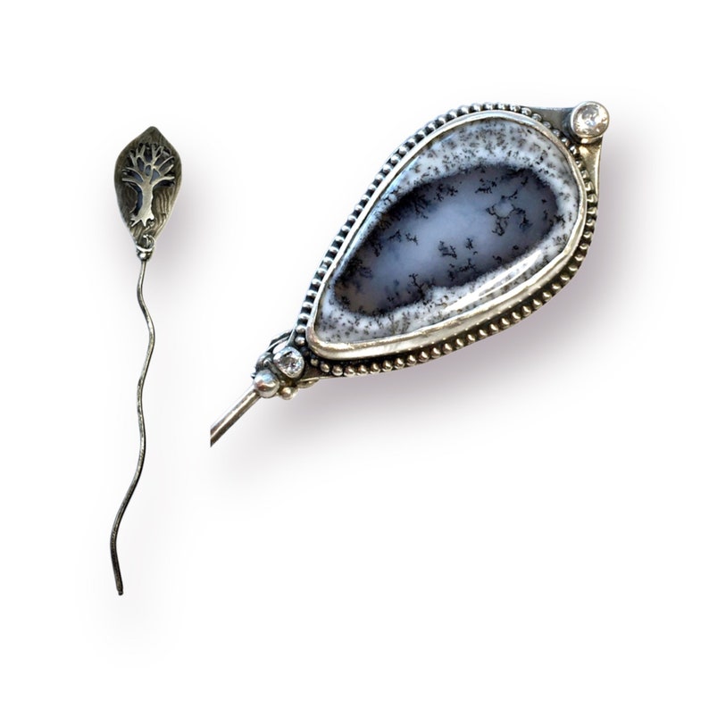 Tree Hair Stick with Dendritic Opal image 1