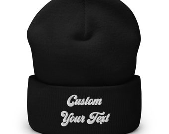 Gorro con puños personalizados, gorro de texto personalizado, gorro personalizado, gorro personalizado, gorro unisex personalizado, gorro con logotipo personalizado