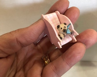 Miniature Dollhouse Toddler Baby Pig chair bear toy handmade Woolytales