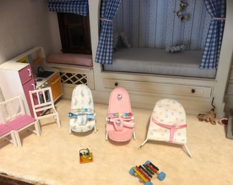 Dollhouse miniature baby chair handmade WOOLYTALES