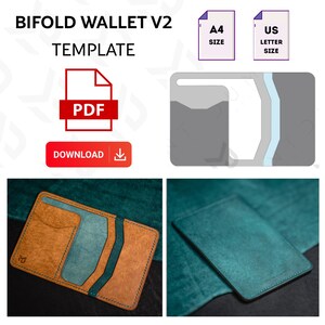 Patrón de billetera plegable V2 (PDF), plantilla de billetera, plantilla de tarjetero, patrón de billetera delgada, patrón de cuero (PDF), tarjetero minimalista