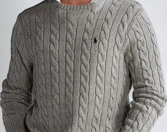 Ralph Lauren Cable Knit Sweater Smart Gift Warm Round Neck Long Sleeved Cotton Jumper Men's Women's V Neck Round Neck