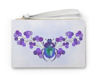 Heilige Skarabäus-Clutch-Tasche | florale Skarabäus-Clutch | Tablettenblumen | lila Skarabäus