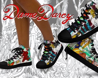 Limited Edition Dame Darcy Illustration Art Hi-Top Shoes