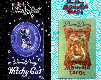 Mermaid Tarot Gold Edition | Witchy Cat Tarot Tuck Box Edition | Dame Darcy | Goth