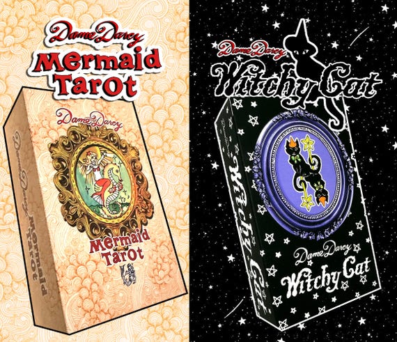 Dame Darcy Mermaid Tarot: Gold Edition, Witchy Cat Tarot Set