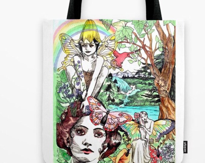 Fairy Tote Bag Reusable Color Illustration Dame Darcy Fashion