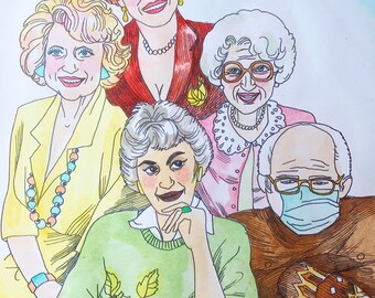 Golden Girls Watercolor Art Print And Bernie  Dame Darcy