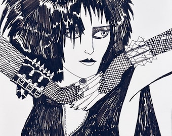 Pen And Ink Glicee Print Portrait Musician Women Siouxsie Dame Darcy