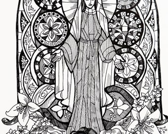 Our Lady Of The Roses Illustration Print Drawing Graphic Novel Dame Darcy