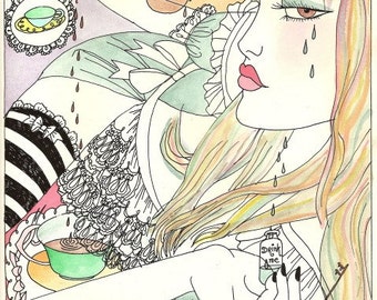 Drink Me Art Print Alice In Wonderland Glicee Print Dame Darcy