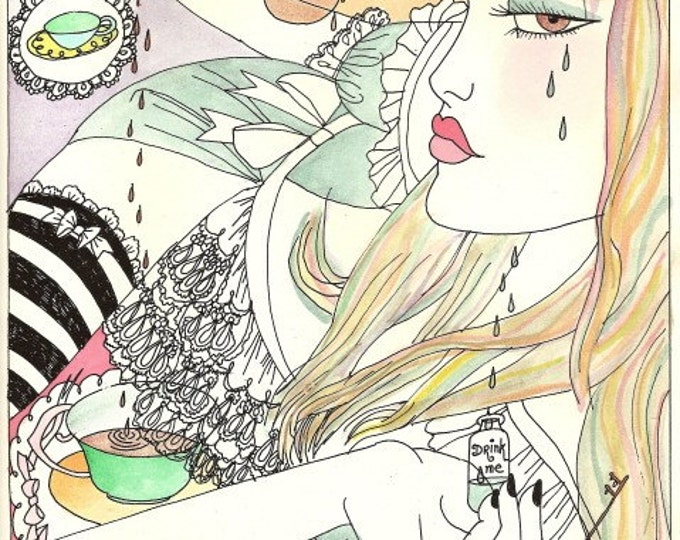 Drink Me | Art Print | Recycled Paper | Alice In Wonderland | Glicee Print | Dame Darcy