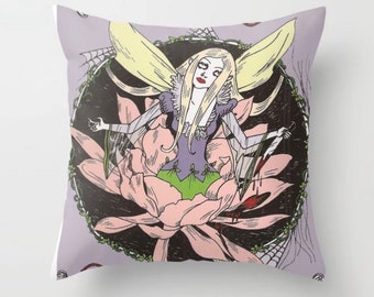 Goth Decor Fairy Throw Pillow Dame Darcy Reusable