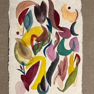 Originele abstracte print, geschilderd met waterverf op 100% katoenpapier. Geschenken en decoratie.