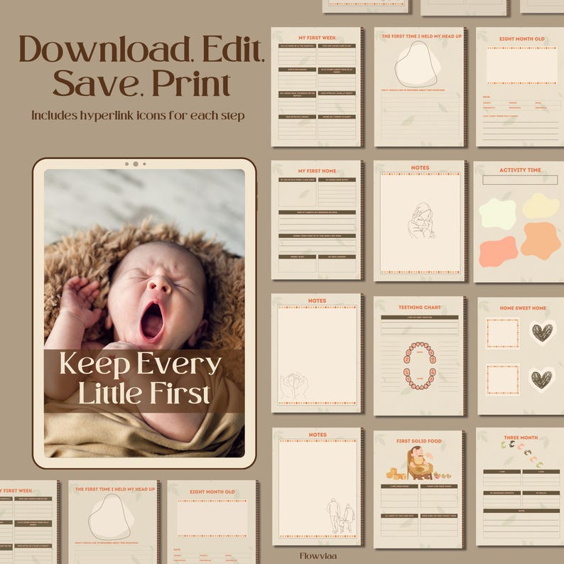 Woodland Baby Journal First Year Keepsake Printable Memory Album PDF ...