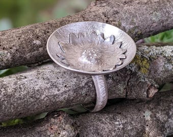 Anillo de cóctel de plata con diseño llamativo "Sunshine"