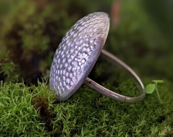 Anillo de cúpula "Amanita" de plata, talla 6, joyería antiestrés