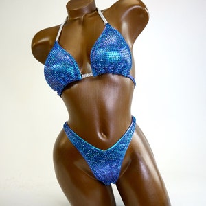 Npc Ifbb Competition Bikini / Teal Figure Competition Suit / Custom Crystal Suit / Bodybuilding Bikini / Fast Shipping / Posing Suit