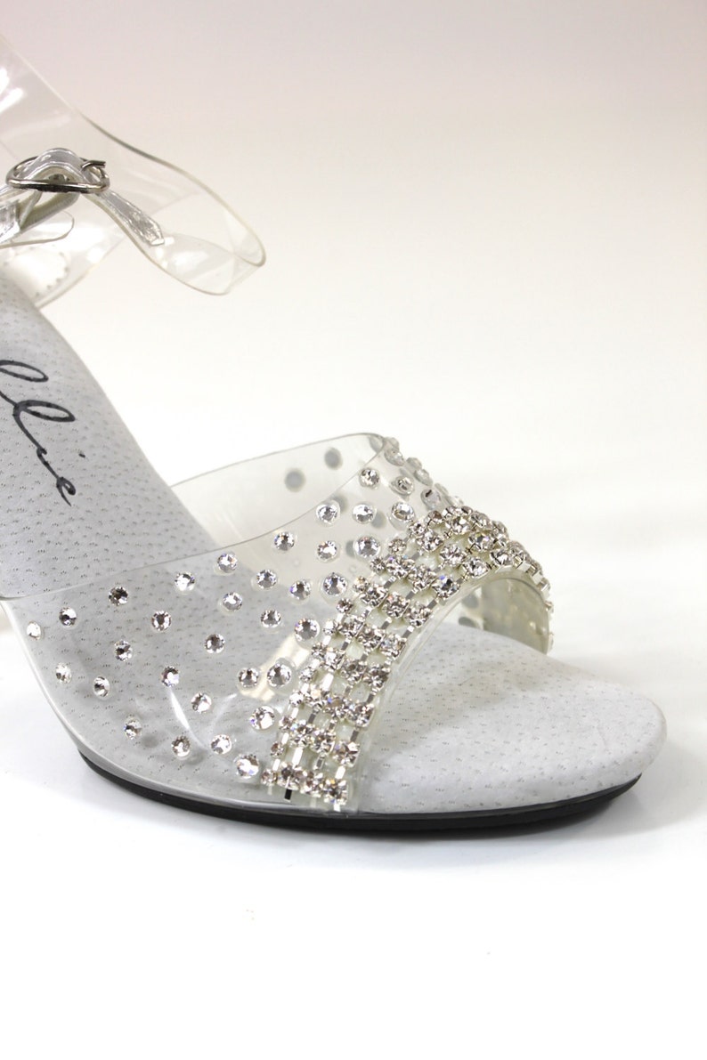 405-Brook Rhinestone Clear Sandal 4 Heel Bikini Figure Competition Shoes