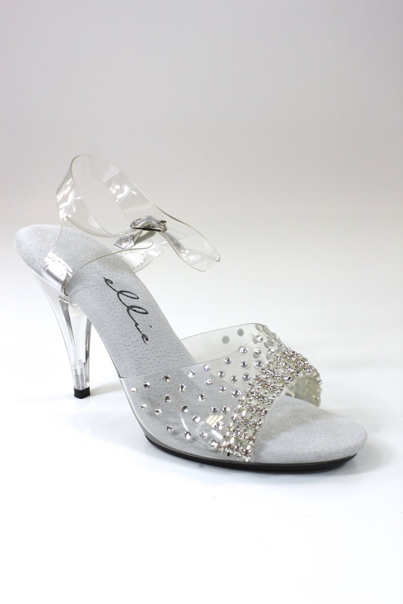 405-Brook Rhinestone Clear Sandal 4 Heel Bikini Figure Competition Shoes