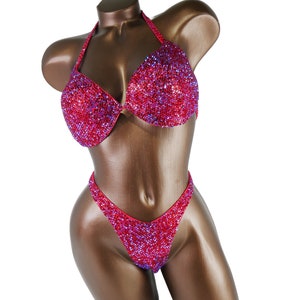 NPC Ifbb Competition Bikini / Bright Red AB Figure Competition Suit / Posing Suit / Custom Made Bikini / Fast Shipping