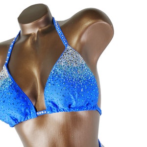 NPC IFBB Competition Suit / Ready Made Gradient Blue Figure Competition Suit / Fitness Bikini / Posing Suit / Bodybuilding Bikini image 2