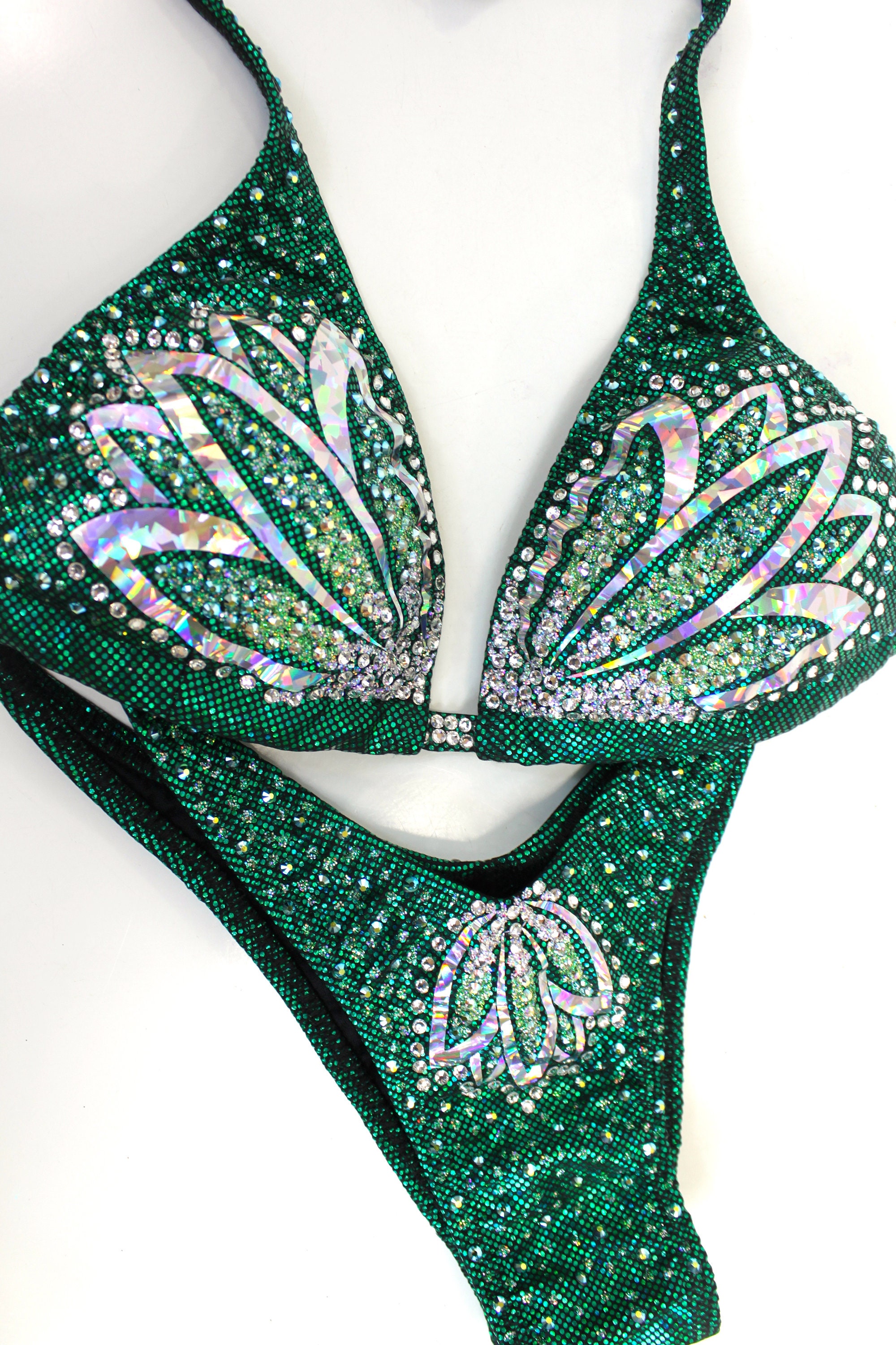NPC Ifbb Competition Bikini / Deep Green Sparkling Flower | Etsy