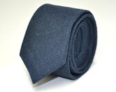 Men's Skinny Necktie, Navy Blue Linen, Men's Ties, Men's Necktie, Wedding Necktie, Custom Ties, Linen Necktie, Groomsmen