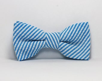 Turquoise Seersucker Little Boy's Bow Tie Bowtie Toddler Tie Ready To Ship
