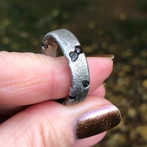 Ball Bearing & rough Diamond Silver Band image 2