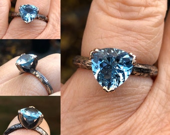 Maggie Three Prong Trillion Blue Topaz