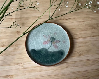 Handgefertigte Keramik Untersetzer | Lotus Untersetzer Set / Chinesisch Japanisch Orientalischer Stil / China Japan Ofen / Für Tasse Kaffeetassen Becher Teekanne