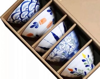 Schattige Japanse Chinese Aziatische stijl Oosterse rijstkommen set van 5 | Noedelschalen | Ramen Bowls containers geschenkdoos voor verjaardag