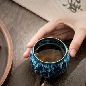 Handgefertigte japanische chinesische Wellenstil asiatische orientalische grün schwarze Teetasse Tassen Kaffeebecher 5er Set Behältern Geschenkbox Geschenk Geburtstag Bild 3