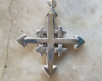 S A L E - MEDIEVAL MULTI CROSS Veve Handcrafted One Of A Kind Pendant From Recycled Sterling Silver