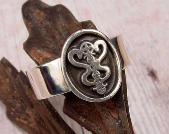 VODOU VEVE RING - Cigar Band Style - Voodoo Veve 925 Sterling Silver, Your Choice of Veve Symbol