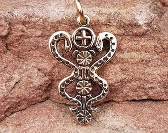 DAMBALLAH - BRONZE Voodoo Vodou Loa Lwa Veve Charm Pendant in Solid Cast Bronze With Optional Chain