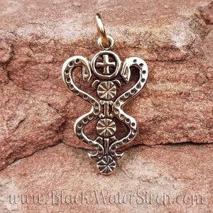 DAMBALLAH - Voodoo Vodou Loa Lwa Veve Charm Pendant in Solid Cast BRONZE With Optional Chain