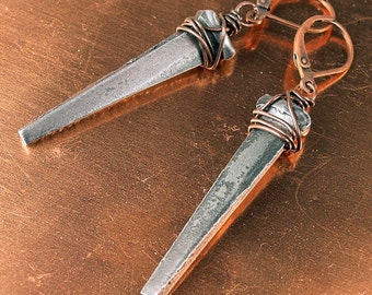 NAIL IT DOWN - Copper Wrapped Steel Spike Earrings