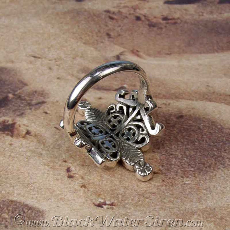 Made To Order in Your Size Voodoo Vodou Loa Lwa Veve in 925 Sterling Silver PAPA LEGBA RING